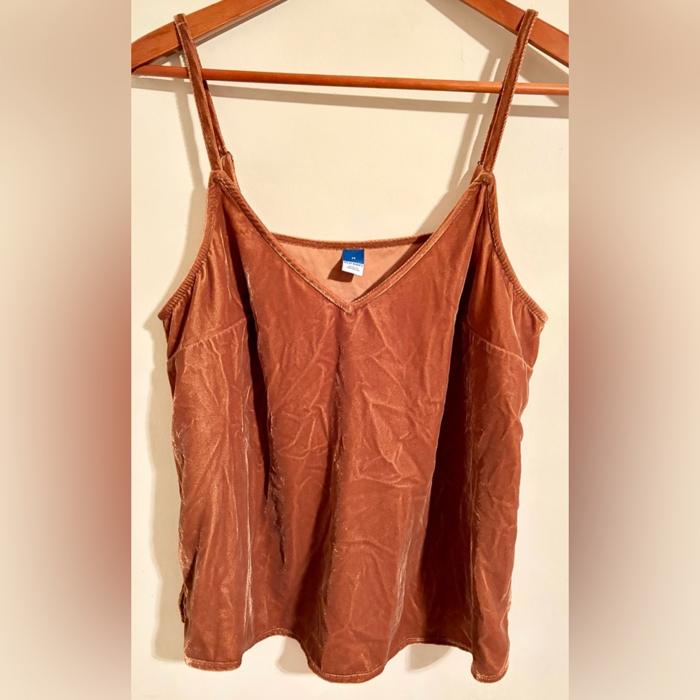 Old Navy Women’s Velvet/Velour Brown Camisole Adjustable Straps Tank Top Sz Med